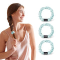THXSILK 100% Mulberry Silk Scrunchies 3-Pack, 25 Momme Mulberry Silk Hair Ties for Women, Sleek Low Profile No Damage Ponytail Holders, for Fine Hair & Everyday Use, Ice Blue