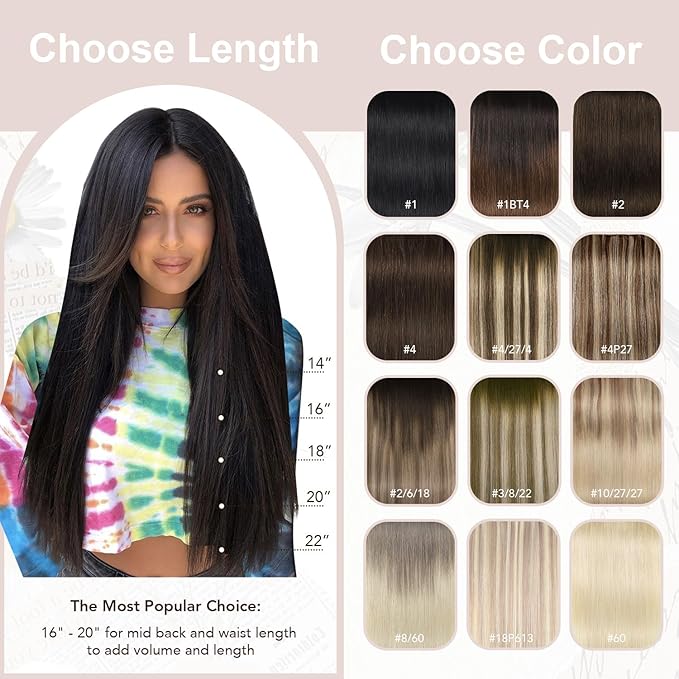XDhair Human Hair Clip in Extensions 100g 6pcs Balayage Clip in Hair Extension Ombre Hair Extensions Clip ins Dark Brown to Dirty Blonde 14 Inch #2/6/18