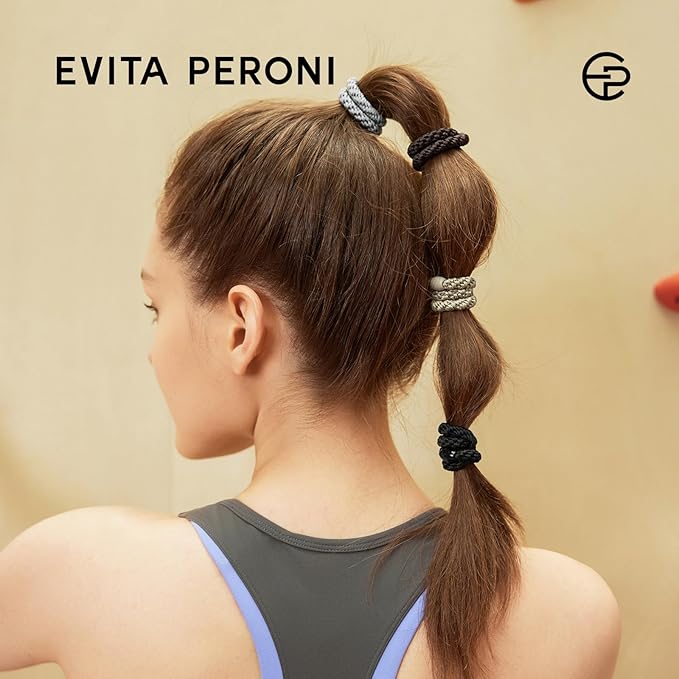 EVITA PERONI Hair Ties 12 Pcs Set, High Elastic Ponytail Holders, Hair Ties No Damage, Elastic Ties for Thick Hair Women Men, Gifts for Mother Sister Girlfriend (Amber Shadow)