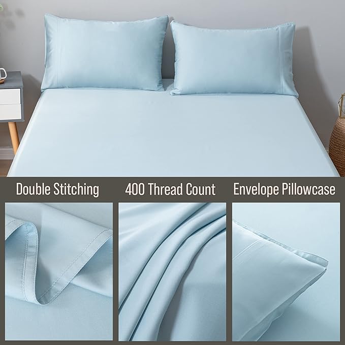 Bella Coterie | Luxury Bamboo Viscose King Size Pillowcase Set | 100% Organically Grown | Ultra Soft | Cooling | 2 Pcs [Coastal Blue]