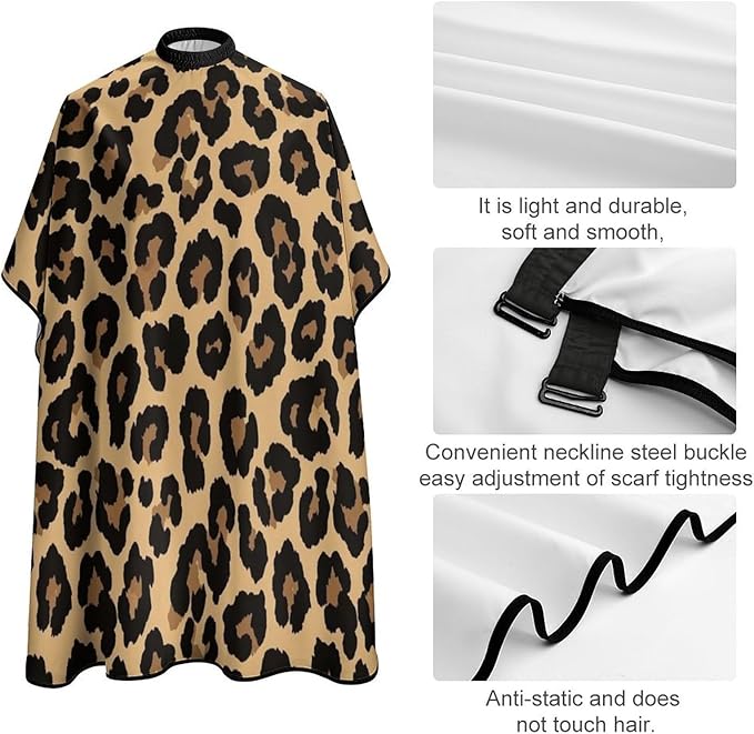 Men Women Cool Cheetah Leopard Print Hairdresser Cape, Extra Long Hairdresser Apron for Barbers, Profession Barbershop Supplies