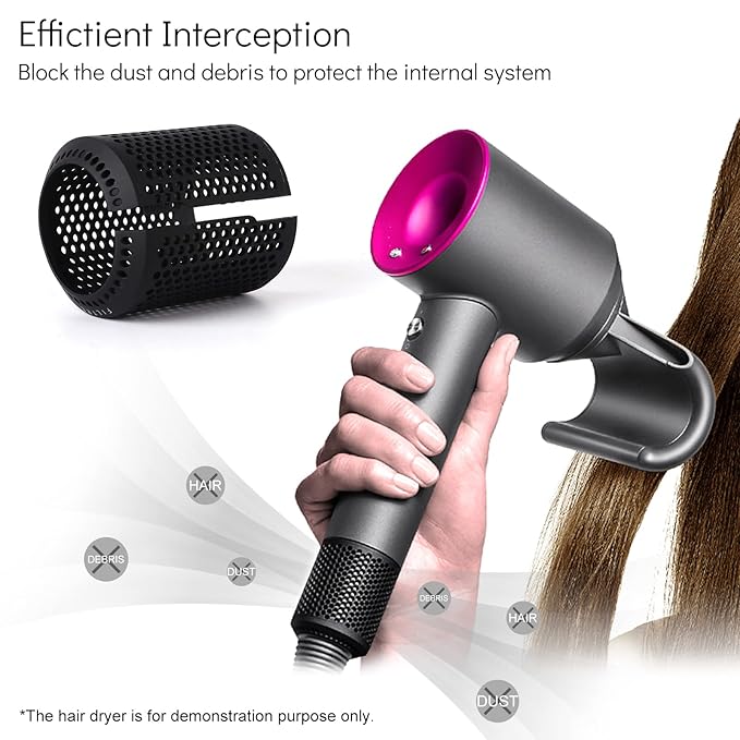 Hair Dryer Filter Replacement for Dyson Supersonic HD01 HD03 HD07 HD08 Models, Hair Dryer Outer Filter Cage Replacement Parts (Black)