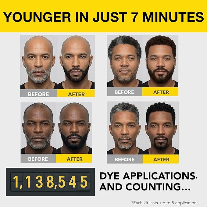 Reusable Hair & Beard Dye System for Men – Up to 5 Uses | 7-Minute Natural-Looking Gray Coverage | No-Drip Cream with SkinArmour® – Cleverman (Dark Brown for Black Men)
