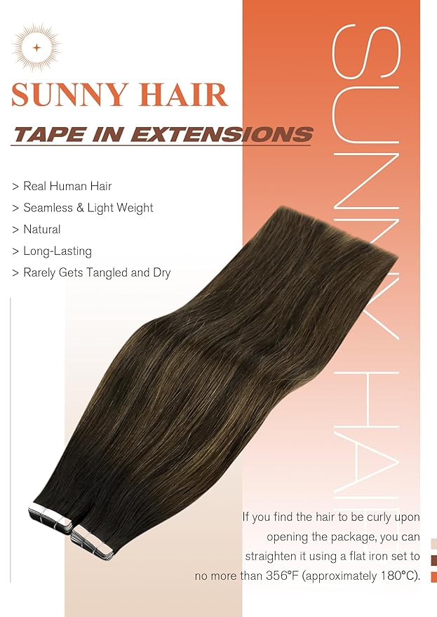 Sunny Hair Brown Tape in Hair Extensions 22 Inch Remy Tape in Extensions Human Hair Balayage Brown Tape ins Human Hair Extensions 20Pcs 50g