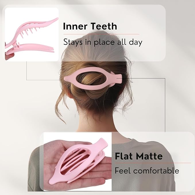 8 Pack Pastel Pink Flat Hair Clips – Cute Matte Gradient Claw Clips for Girls & Women, Strong Hold No-Slip Barrettes for Thick or Thin Hair, Aesthetic Soft Girl Style Accessories