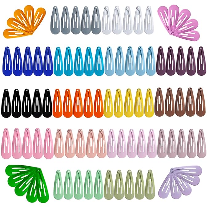 Upgrade Snap Mini Hair Clips - 100PCS Kids Metal Non Slip Hair Bow Clips for Girls Toddlers Hair Accessories(1.2 Inch 20 Colors)