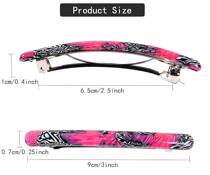 Fsmiling Small Hair Barrettes for Women, 4pcs Tortoise Acetate Automatic Clips for Thin Hair