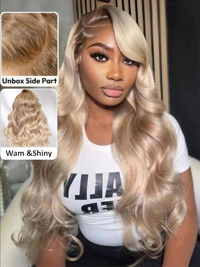 KLAIYI Ombre Ash Blonde Loose Body Wave Pre Everything Glueless 13x4 Lace Front Wigs Human Hair Balayage Precut Pre Plucked Bleached Bye Bye Knots 30S Ready to Wear and Go Wig Beginner Friendly 20Inch