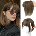 NAYOO Hair Toppers for Women Real Human Hair, 360° Cover Clips in Full Fringe Fake Bangs Hair Pieces for Women Girls Daily Wear(Brown)