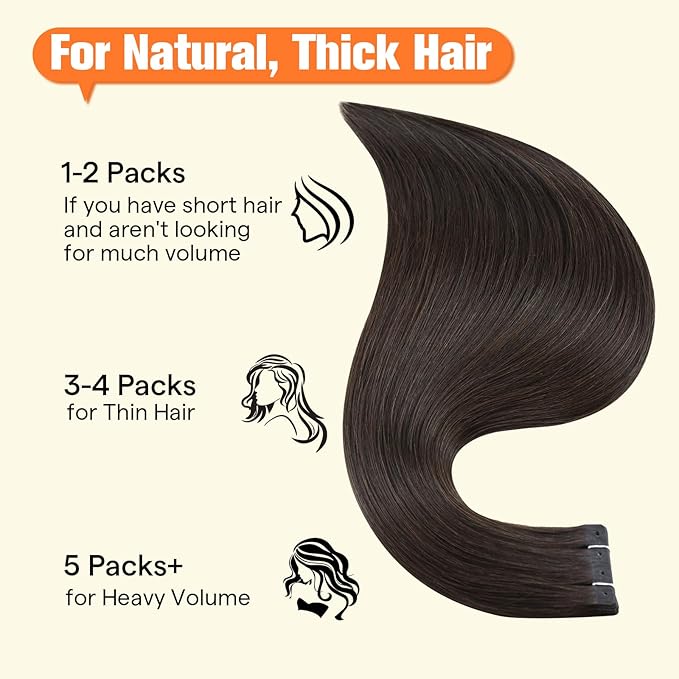 Full Shine Holed Tape Extensions Human Hair Dark Brown 20PCS 50G Tape in Hair Extensions Human Hair 24Inch Invisible PU No Glue No Clips for Party Brown Tape ins Soft Remy Glueless Straight