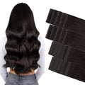GOO GOO Invisi Edge Tape in Hair Extensions Human Hair, 2 Dark Brown 10pcs injected with 10pcs classical tape ins, 18inch 50g, Virgin Remy Hair, Natural Look