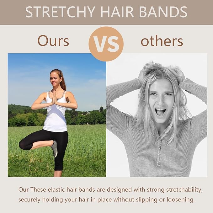 Hair Ties for women 3 popular styles hair accessories Hair Elastics (15pcs No Damage Hair Ties 50pcs High Elastic Ties 15pcs Ponytail Holders) Pain-free No Crease multiple colors for all hair types