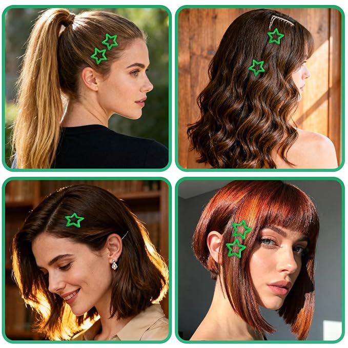 64 Pcs Metal Snap Hair Clips for Women,Small Snap Barrettes for Women Girls Thick Fine Hair (Green)