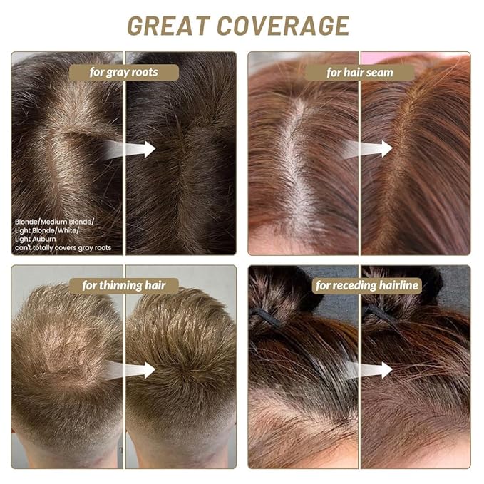 VOLLUCK Root Touch up Powder, Instant Hairline Powder for Thinning Areas and Gray Hair Coverage, Natural and Non-greasy Root Cover up for Women and Men (Medium Blonde, 0.35 Ounce)