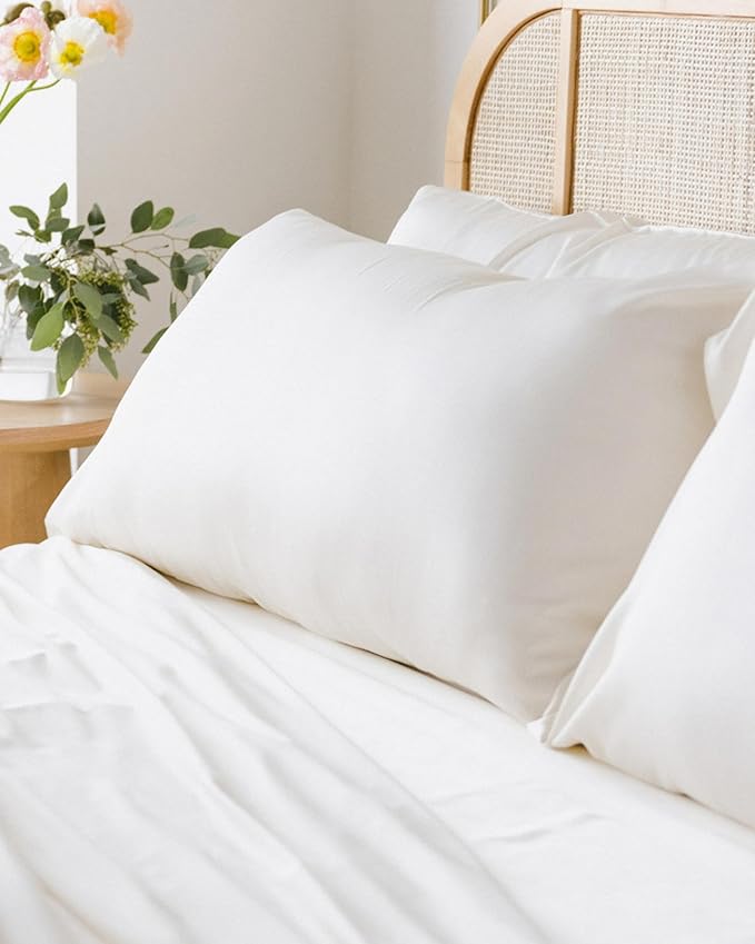 Cozy Earth King Pillowcases Set of 2 - Made of 100% Viscose from Bamboo, Ultra-Soft & Luxury, Woven from Naturally Breathable & Lightweight Fabric - White