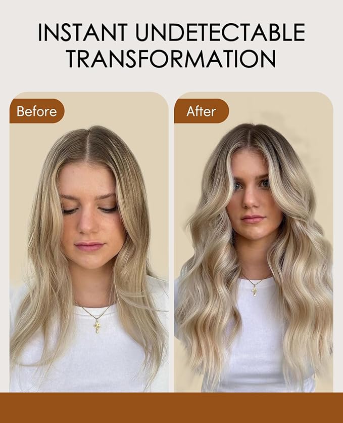 VINBAO Invisi Edge Hair Extensions Real Human Hair Tape in 50g 20pcs Balayage Ash Brown and Blonde Mixed with Ash Blonde Seamless Injection Tape in Hair Extensions 18inch #8/60/18