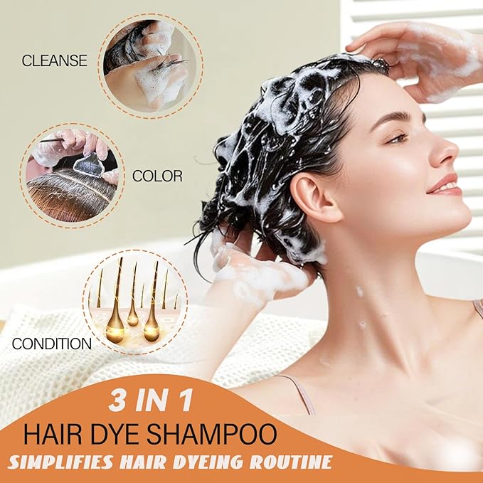 Cherry Brown Hair Dye Shampoo, Semi-Permanent Brown Hair Dye, Works in Minutes, Instant Hair Color Shampoo for Women Men, Champu Para Pintar el Pelo, Champu Para Canas, Easy to Use 16.90 Fl Oz
