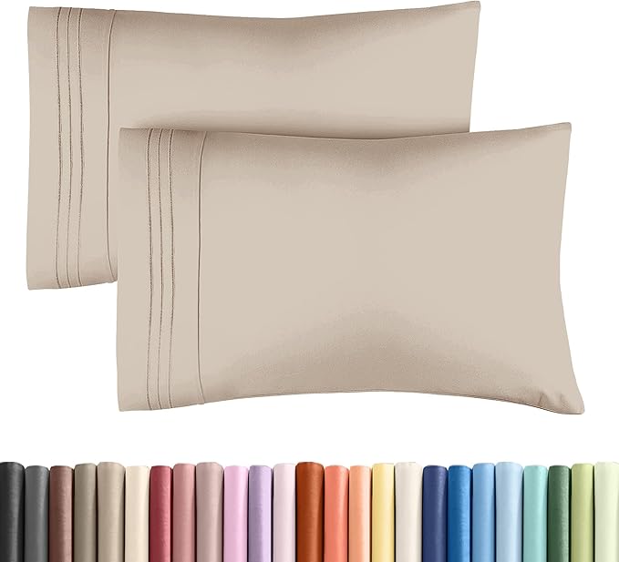 King Pillow Cases Set of 2 - Ultra Soft Hotel Quality Pillowcase Covers - Comfy, Cozy & Wrinkle Free - Shrinkage, Stain and Fade Resistant - Machine Washable Pillow Protectors - 2 Piece Set - Wheat
