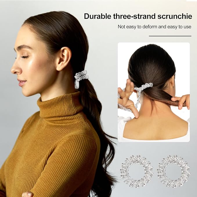 Upgraded Version Spiral Hair ties for Women, No Crease Clear Coil Hair Ties Spiral Ponytail Holders Scrunchies, Hair Coils/Phone Cord Hair Ties for Thin Hair/Soft Elastic. (8,Transparent)