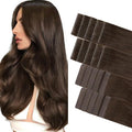 GOO GOO Invisi Edge Tape in Hair Extensions Human Hair, 4A Chocolate Brown 10pcs injected with 10pcs classical tape ins, 12inch 40g, Virgin Remy Hair, Natural Look