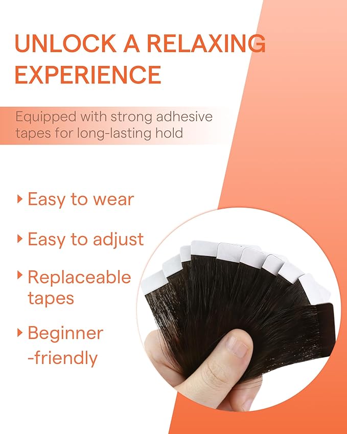 Sunny Hair Tape in Hair Extensions Real Human Hair Invisible Remy Hair Extensions Tape ins for Women Natural Black Ombre Dark Brown Balayage Ash Blonde 14 inch 25G