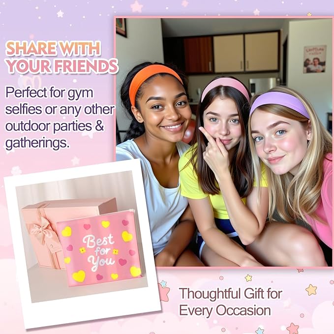 8Pcs Headbands for Women Girls Valentines Day Gifts, Stretchy Soft Neon Head Bands GiftSet Woman Gift for Her Fashion Hair Accessories hairband Galentines Gifts Christmas Easter Basket Stuffers
