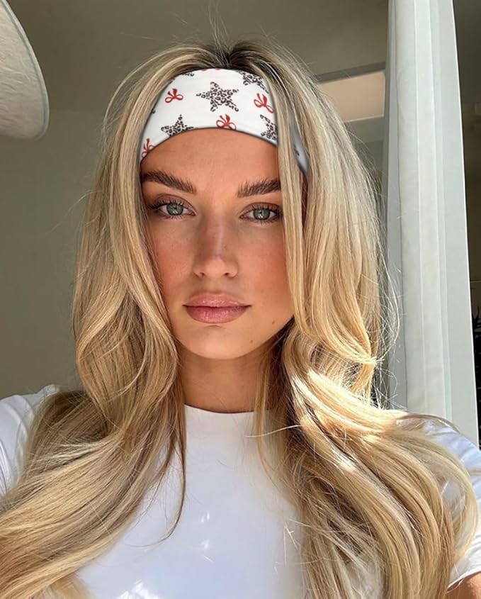 TERSE Leopard Headbands for Women Y2K Accessories: Trendy Women Head Bands with Cute Bow Star Cheetah Print, Stretchy Hair Bands 6PCS