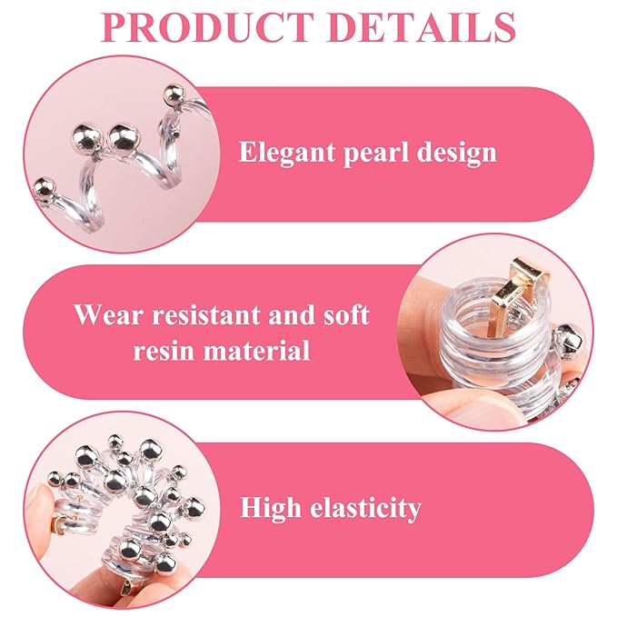 4PCS Bead Spiral Hair Ties, No Crease Pearl Bead Phone Cord Ponytail Holders for Women, Elastic Rubber Hair Coils, Vintage Hair Bands Accessories for Party, Daily Use - 4 Colors