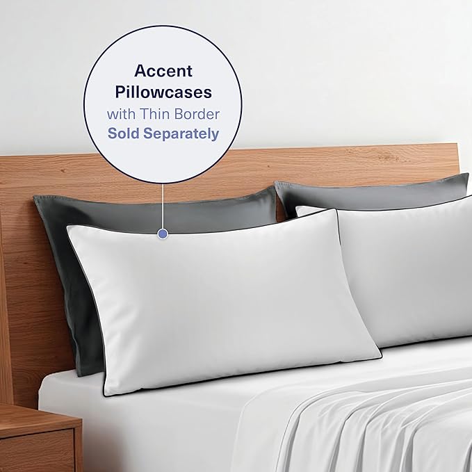 Kickoff Viscose Bamboo Pillowcase, Queen, 100% Organic Hidden Zippered Viscose Bamboo Pillow Case Queen Size, Cooling Pillow Cover for Hot Sleepers (1 Pack, 20"x30", Pewter)