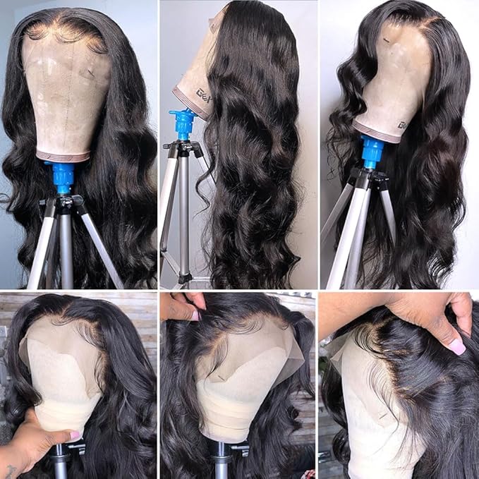 32 Inch 13x6 Body Wave Lace Front Wigs Human Hair Pre Plucked 13X6 HD Lace Frontal Wigs Human Hair 180% Density Glueless Wigs for Black Women Brazilian Virgin Body Wave Wig Natural Color