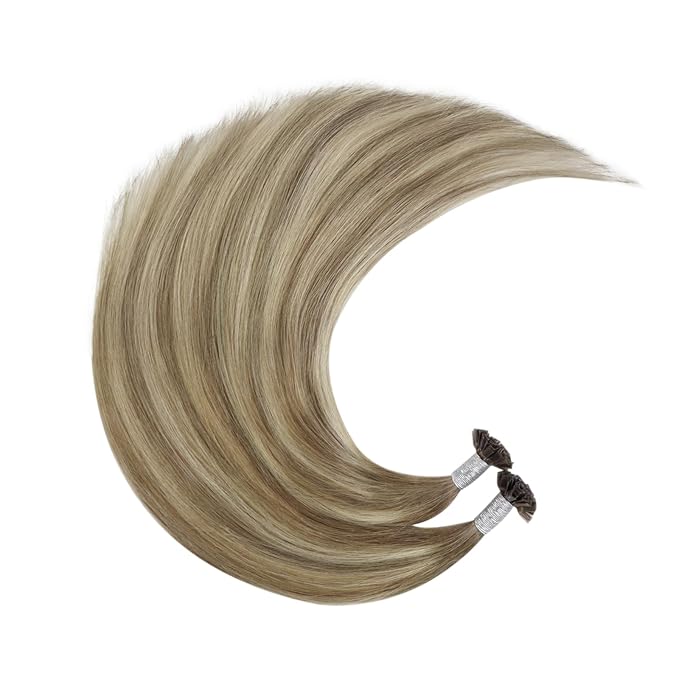 YoungSee K Tip Hair Extensions Real Human Hair Ombre Light Brown and Blonde Ktip Real Hair Extensions 1G/S 50G 22In