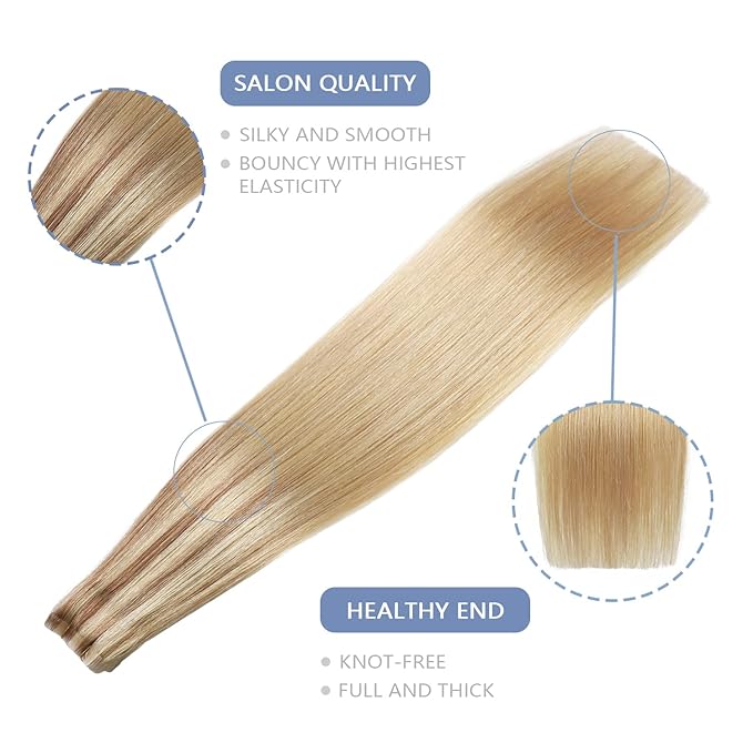 COOKAYU Invisible Tape in Hair, Gold Brown to Caramel Blonde 20pcs/pack 18Inch 40g Seamless Tape in Extensions Real Human Hair Injected Invisi Edge Extensions