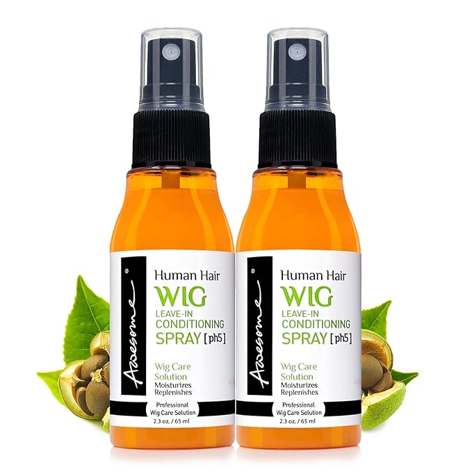 Awesome Human Hair Wig Leave in Conditioner Spray, pH5, Promoting Silkiness, Shine & Freshness I Preventing Dryness, Travel size 2.3 fl oz (1 set of 2)