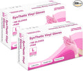 Disposable Gloves Large, Nitrile and Vinyl Blend Material Gloves, Latex Free 4 Mil 200 Pc Food Grade Glove for Cleaning, Food Prep,Hair Dye,Tattoo, Pink