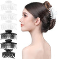 RC ROCHE 6 Pcs Double Claw Hair Clip Tooth Claw Clip Grip Tooth Jaw Clamps Thin Fine Hair Strong Hold No Slip Undo Clutchers for Women, Medium Black & White