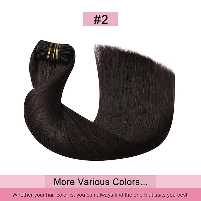 Pro2.0 Clip in Hair Extensions Real Human Hair 22inch 7pcs #2 Dark Brown Remy Real Hair Extensions Clip in Human Hair 120g Thick Double Weft for Women（#2-22inch）