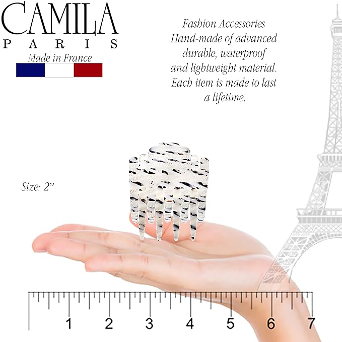 Camila Paris CP3477 French Hair Clip for Women, Hand-Made Hair Side Clips, 2 Inch Girls Hair Claw Clips Jaw Fashion Durable Styling Hair Accessories for Women, Strong Hold No Slip Grip, Made in France