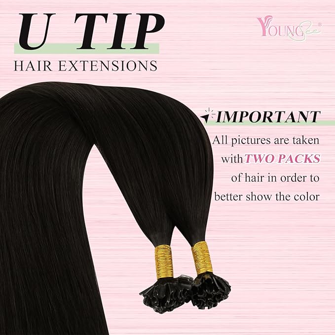 YoungSee U Tip Hair Extensions Human Hair Brown K Tip Hair Extensions Real Human Hair for Women 20In 1G/S 50G