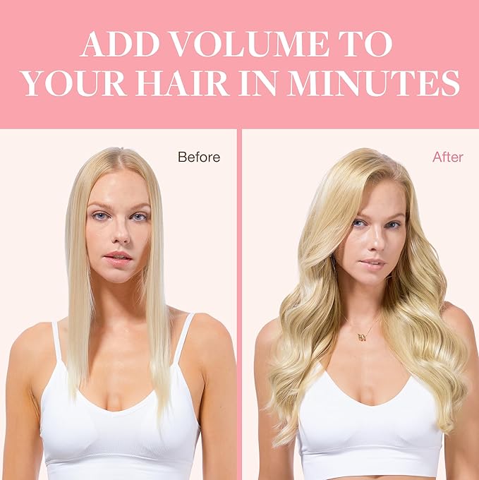 GOO GOO Clip in Hair Extensions Real Human Hair, Remy Human Hair Extensions Clip ins for Women, Natural Human Hair, 22inch 120g 7Pcs, 613R Bleach Blonde