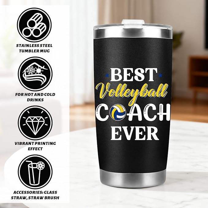 Keluna Volleyball Coach Gifts for Men - Volleyball Coach Appreciation Thank You Team Player Sports Lover Gift for Men Brother Husband Teacher Colleague Tumbler Cup Keychain Whistle Greeting Cards
