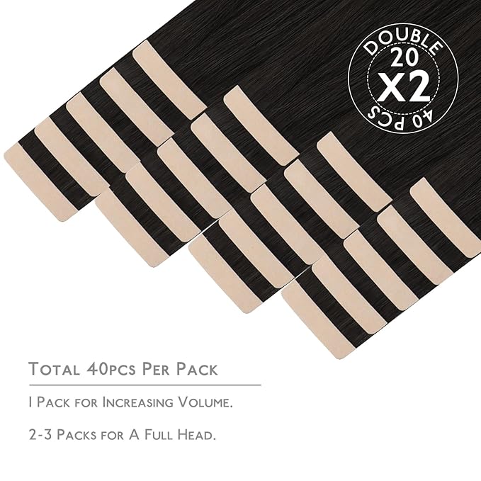 WENNALIFE Tape in Hair Extensions Human Hair, 40pcs 100g 14 inch Natural Black Hair Extensions Real Human Hair Straight Tape in Extensions Invisible Human Hair Extensions Reusable Real Hair Extensions