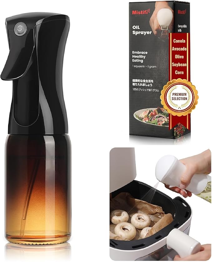 Mistifi Dark Glass Oil Sprayer – Fine Mist Olive Oil Dispenser for Cooking Air Fryer & BBQ Refillable Dark Glass Bottle for Healthy Cooking & Baking(PS641)