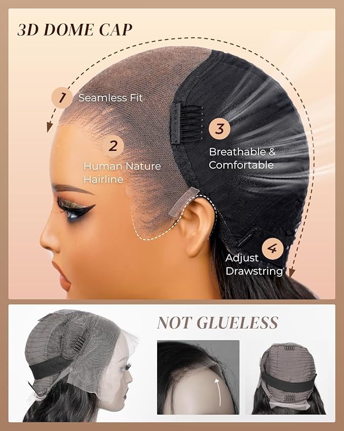 Arabella 13x6 Balayage Wig Human Hair Glueless Wigs Human Hair Pre Plucked Pre Cut 13x6 Ear to Ear Full HD Lace Front Wigs 210% Density 1B/27 Straight Wig Drawstring Wig Human Hair 26 Inch
