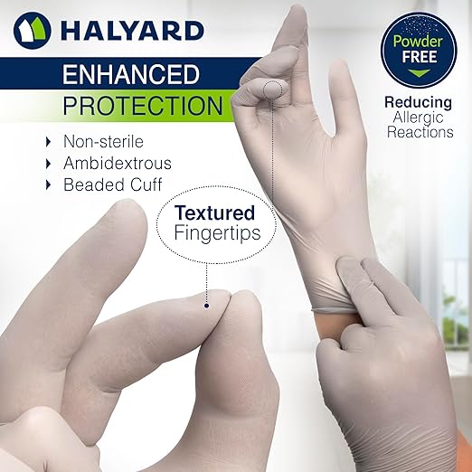 HALYARD Sterling SG Nitrile Powder-Free Exam Gloves, 3.7 mil, 9.5 Inches, Gray, X-Large, 41662 (Case of 2300)