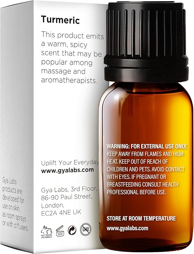 Gya Labs Turmeric Essential Oil - 0.34 Fl Oz - for Hair, Skin, Diffuser, Aromatherapy & DIY Candle Making Scent