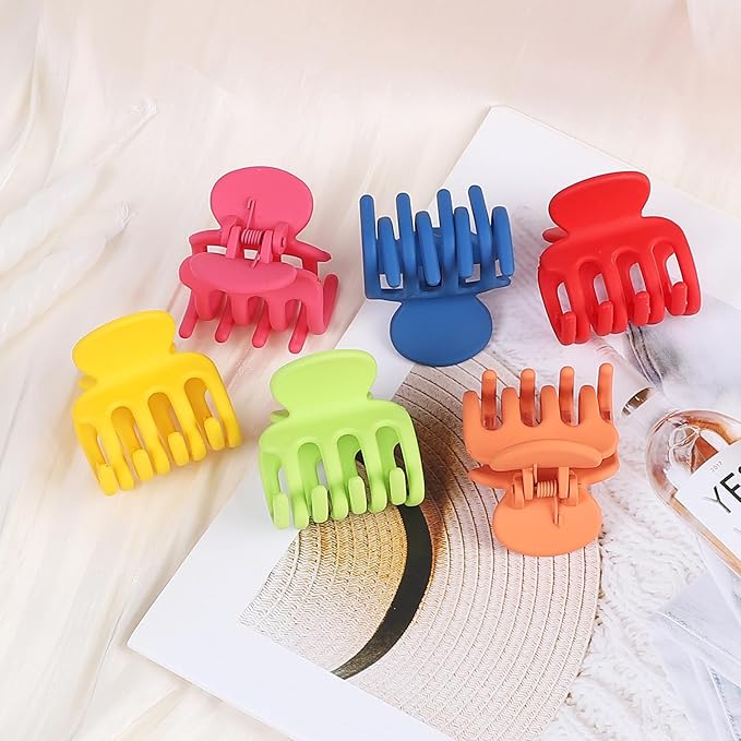 6 Pcs Hair Clips Small Claw Clips for Thin Hair Medium Matte Non-slip Hair Accessories for Women and Girls (Dopamine)