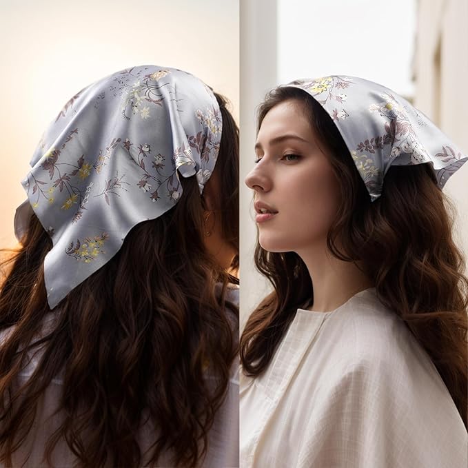 6 Pack Hair Scarf Headband for Women Elastic Bandana Head Scarf Large Boho Triangle Kerchief with Clips Non Slip Scarves