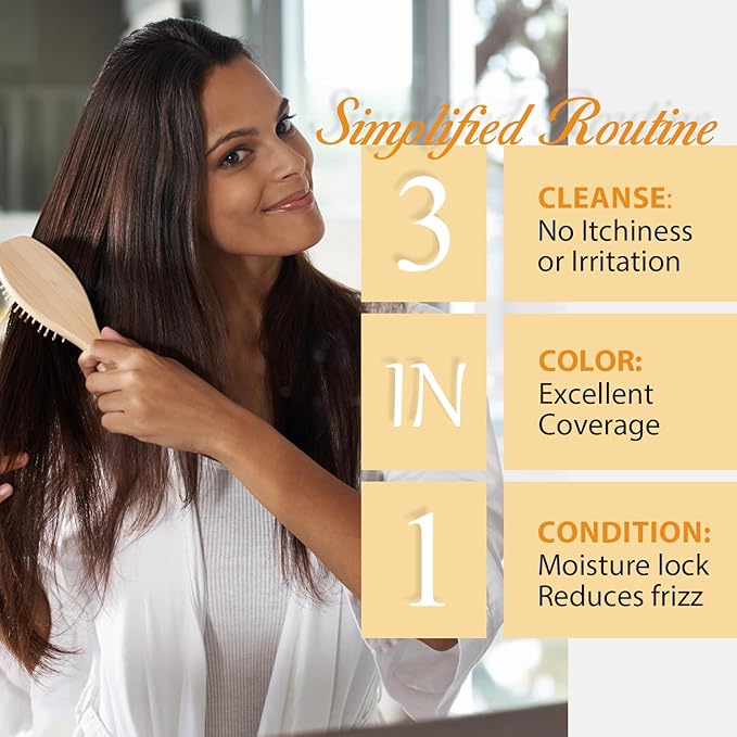 Light Brown Hair Dye Shampoo for Gray Hair - 3-in-1 Coloring & Conditioning Treatment, Natural Shampoo Dye Hair Color for Women & Men, Gentle Covers Gray Hair in Minutes, Champu Para Canas, 500ml