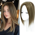 Hair Toppers for Real Human Hair, 360° 3D Human for Women with Thinning Hair Upgrade Middle Part Clip in Bangs Pieces for Women Daily (P4/27, 14 Inch-3D-Side)