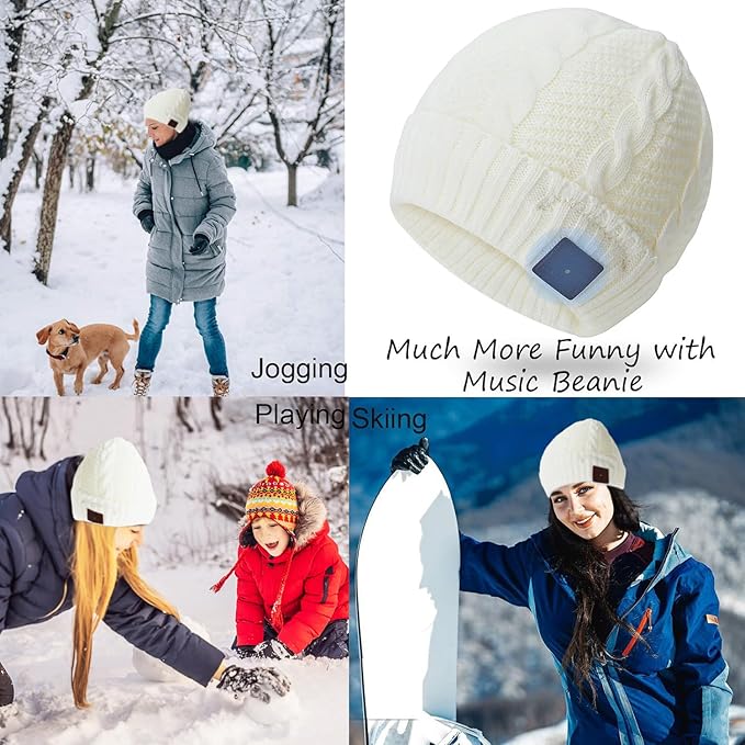 Wireless Music Hat Men Women Beanie Girls Hat Over Ear Headset Sports Stereo Headphone with Microphone Speaker Womens Beanie Cap
